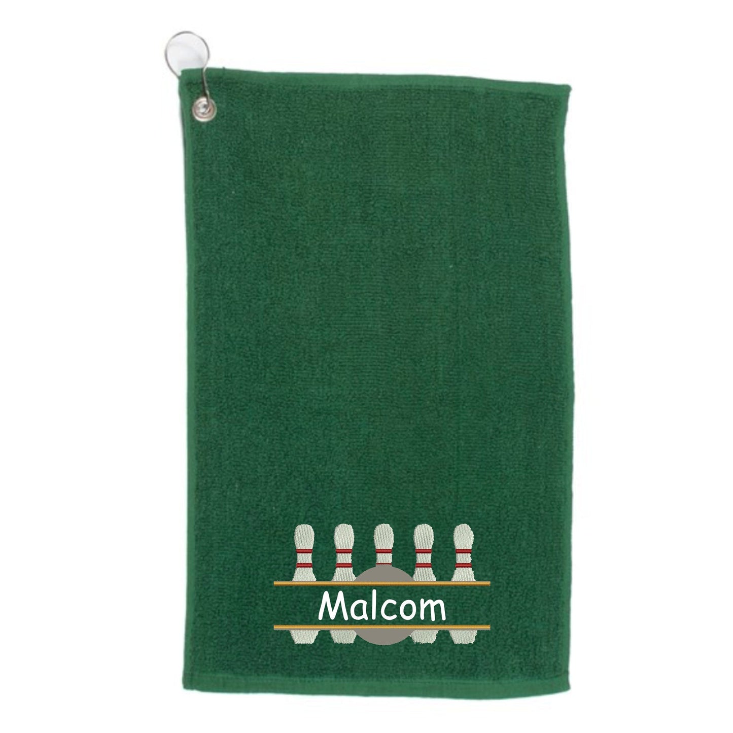 Personalised Embroidered Initials 10 Pin Bowling Towel - Bowling Gift Personalised. 5 Colours To Choose