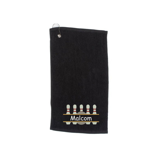 Personalised Embroidered Initials 10 Pin Bowling Towel - Bowling Gift Personalised. 5 Colours To Choose