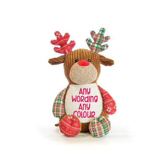Cubbies Christmas Reindeer Baby Sensory, Plush Toy, Personalised with embroidery