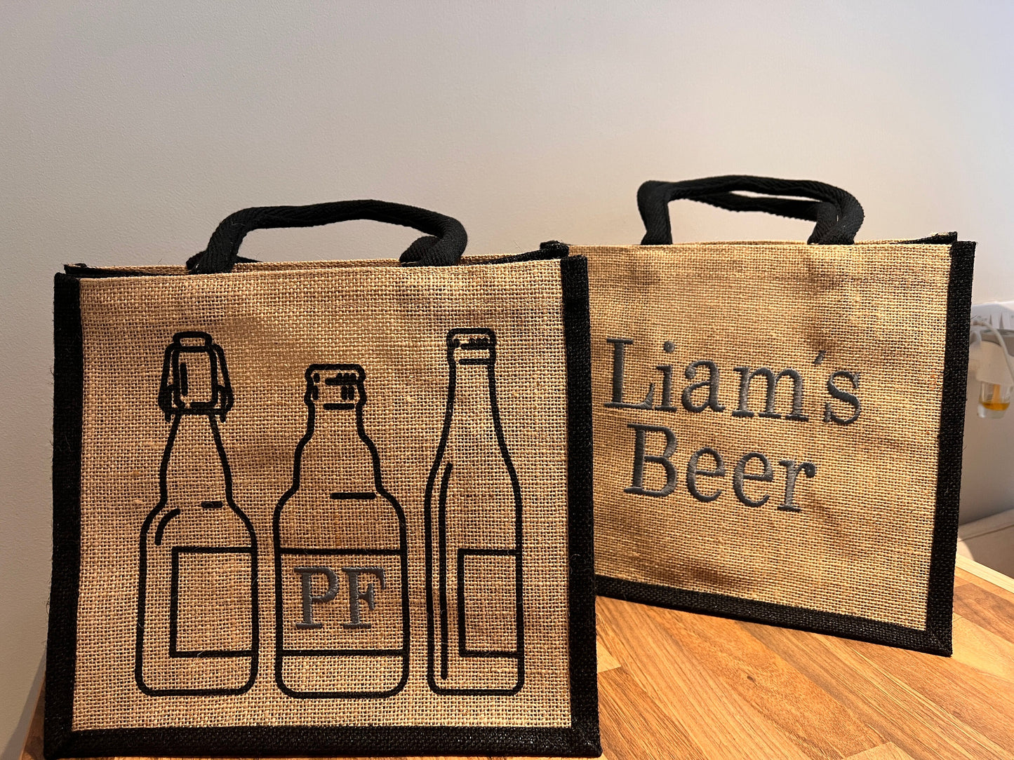 Beer Bottle Bag Christmas / Father's Day  / BBQ / Party / House Warming / Christmas Personalised Embroidered with name or wording