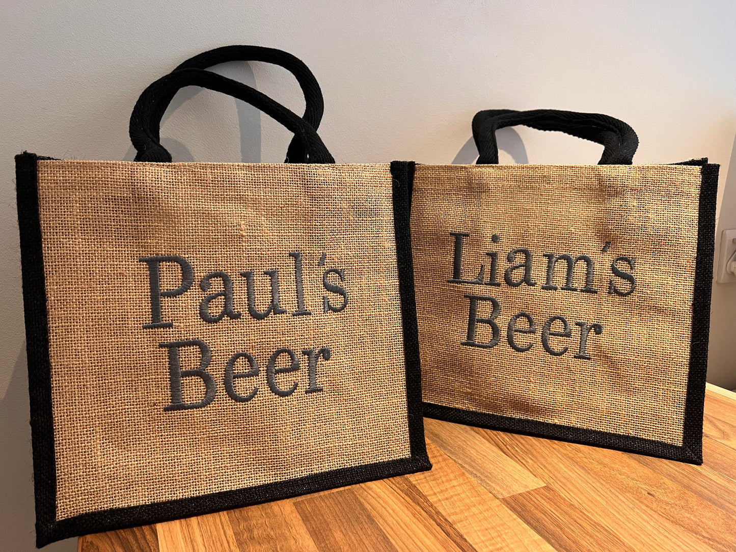 Beer Bottle Bag Christmas / Father's Day  / BBQ / Party / House Warming / Christmas Personalised Embroidered with name or wording