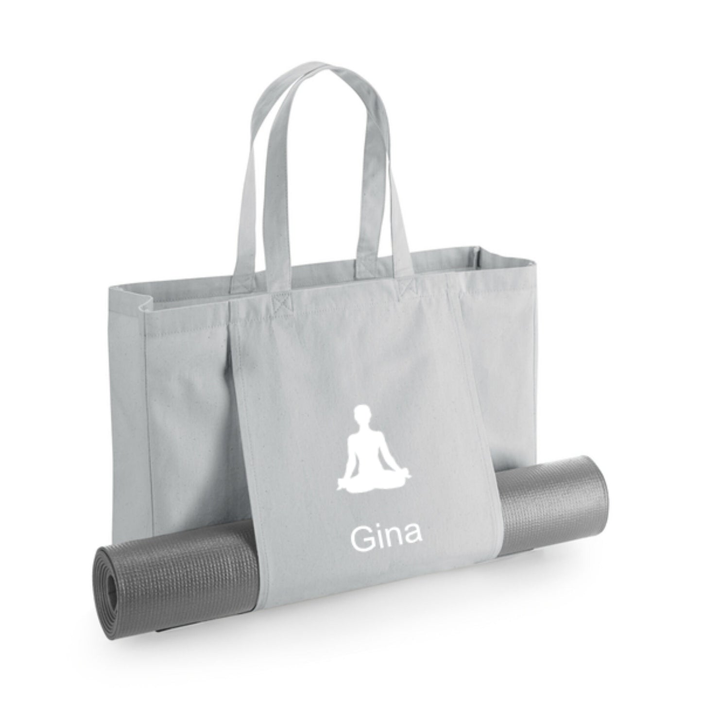 Personalised Embroidered EarthAware® Organic Yoga Tote with yoga mat sleeve. Free P&P