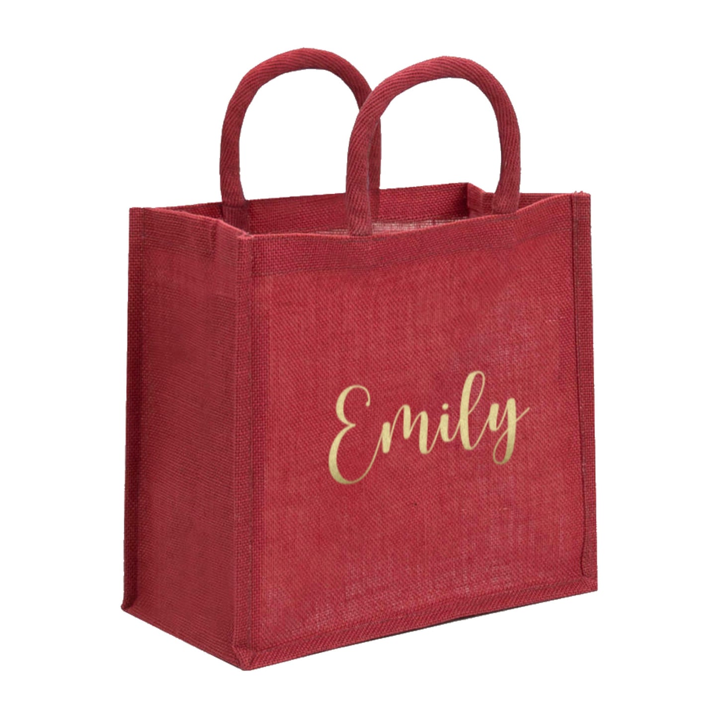 Red Jute Gift Bag with Embroidered Personalisation
