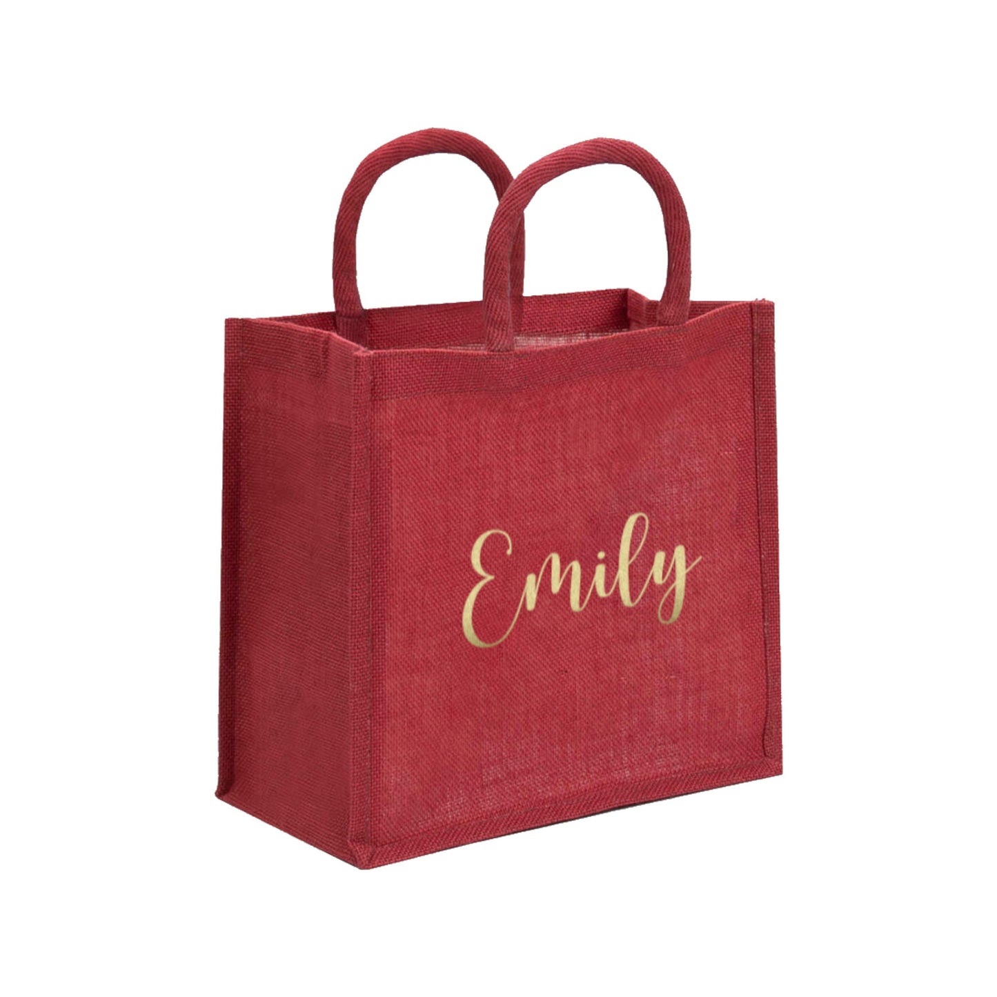 Red Jute Gift Bag with Embroidered Personalisation