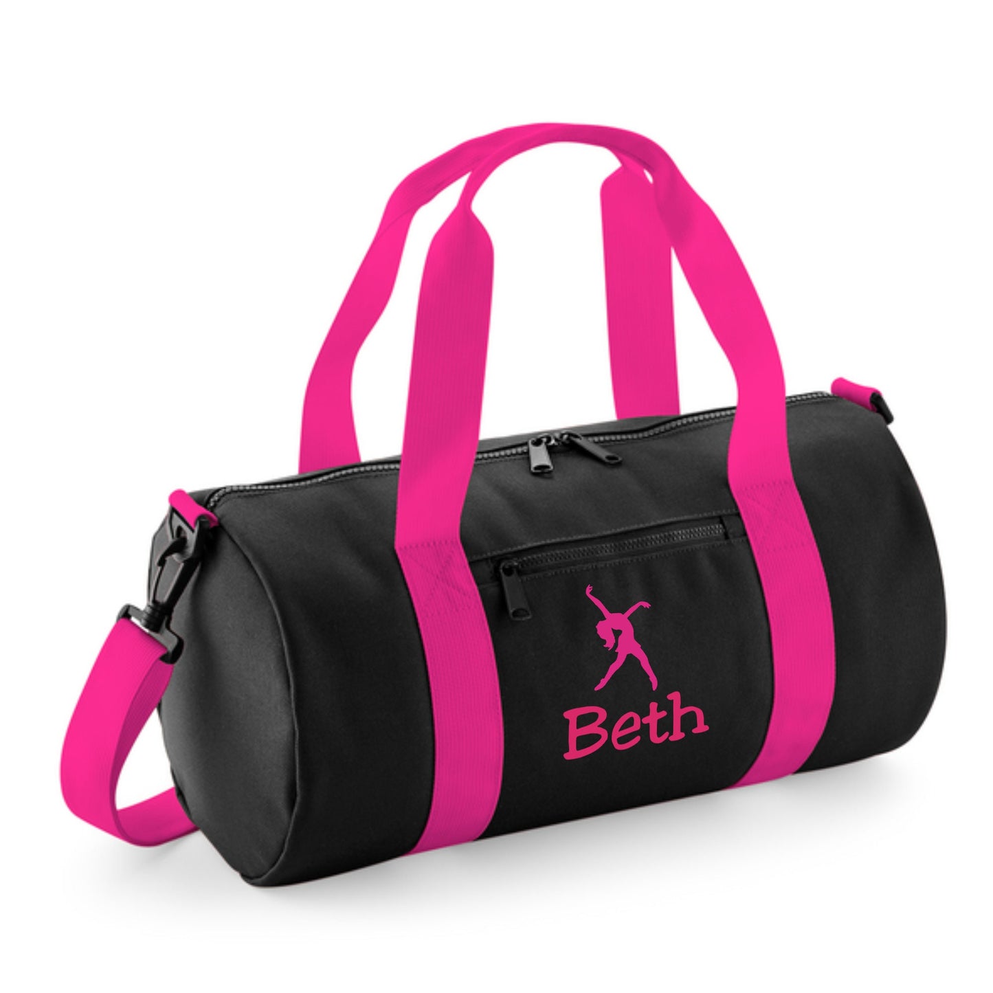 Personalised Embroidered Dance Kit Bag. Barrel Style Bag in 3 colour Options with free P&P