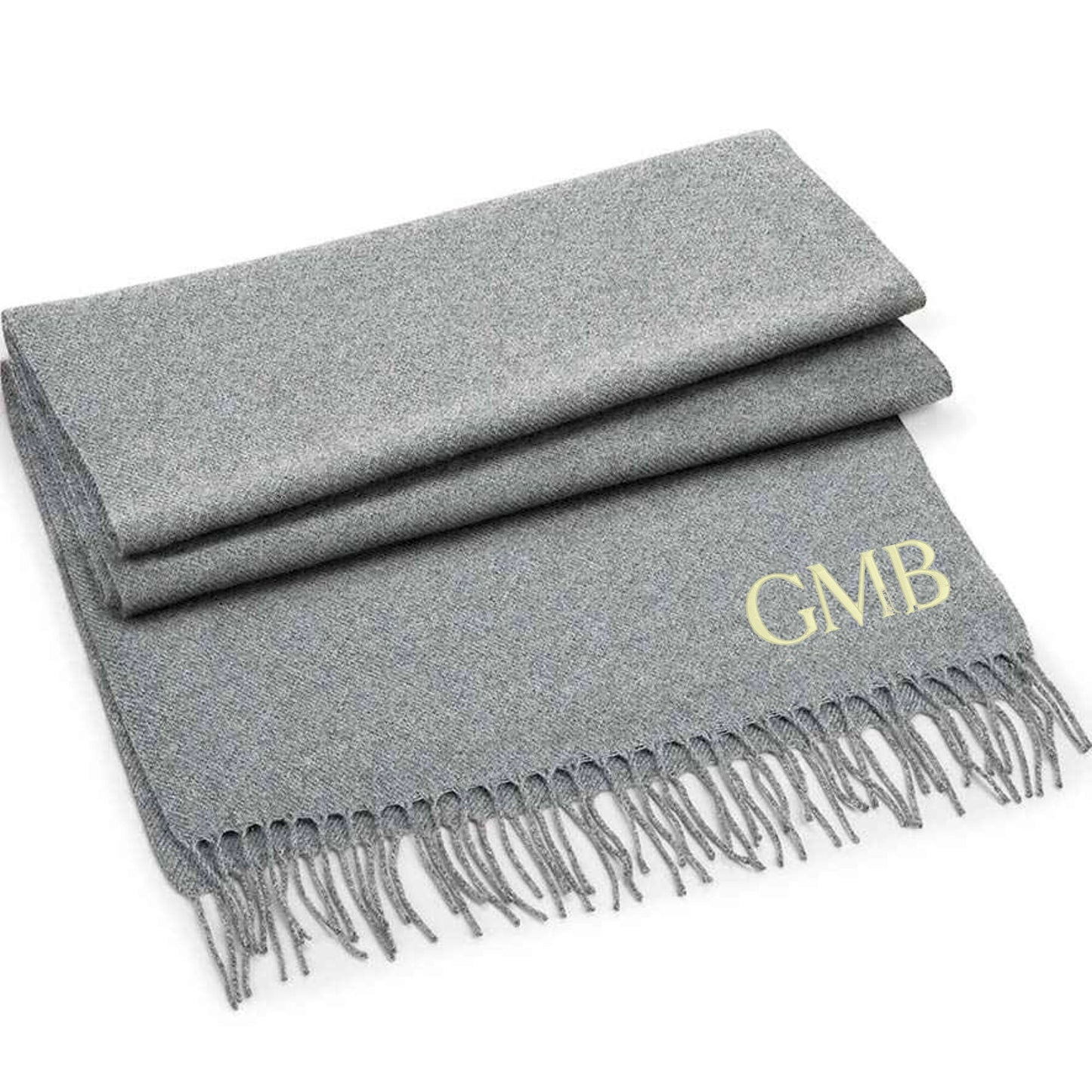 Personalised Scarf with Embroidered Initials. Classic Woven Scarf.