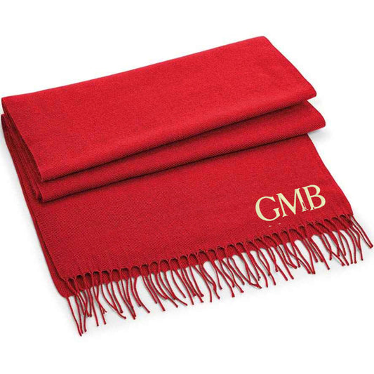 Personalised Scarf with Embroidered Initials. Classic Woven Scarf.