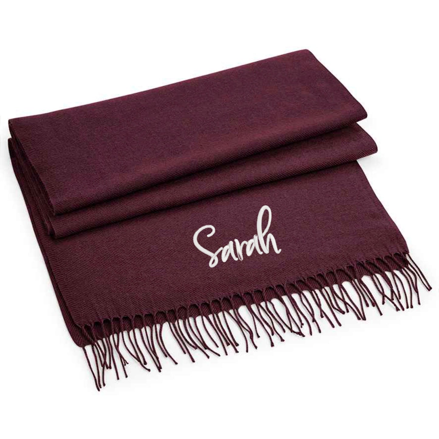 Personalised Scarf with Embroidered Name. Classic Woven Scarf. 8 Colours and free P&P