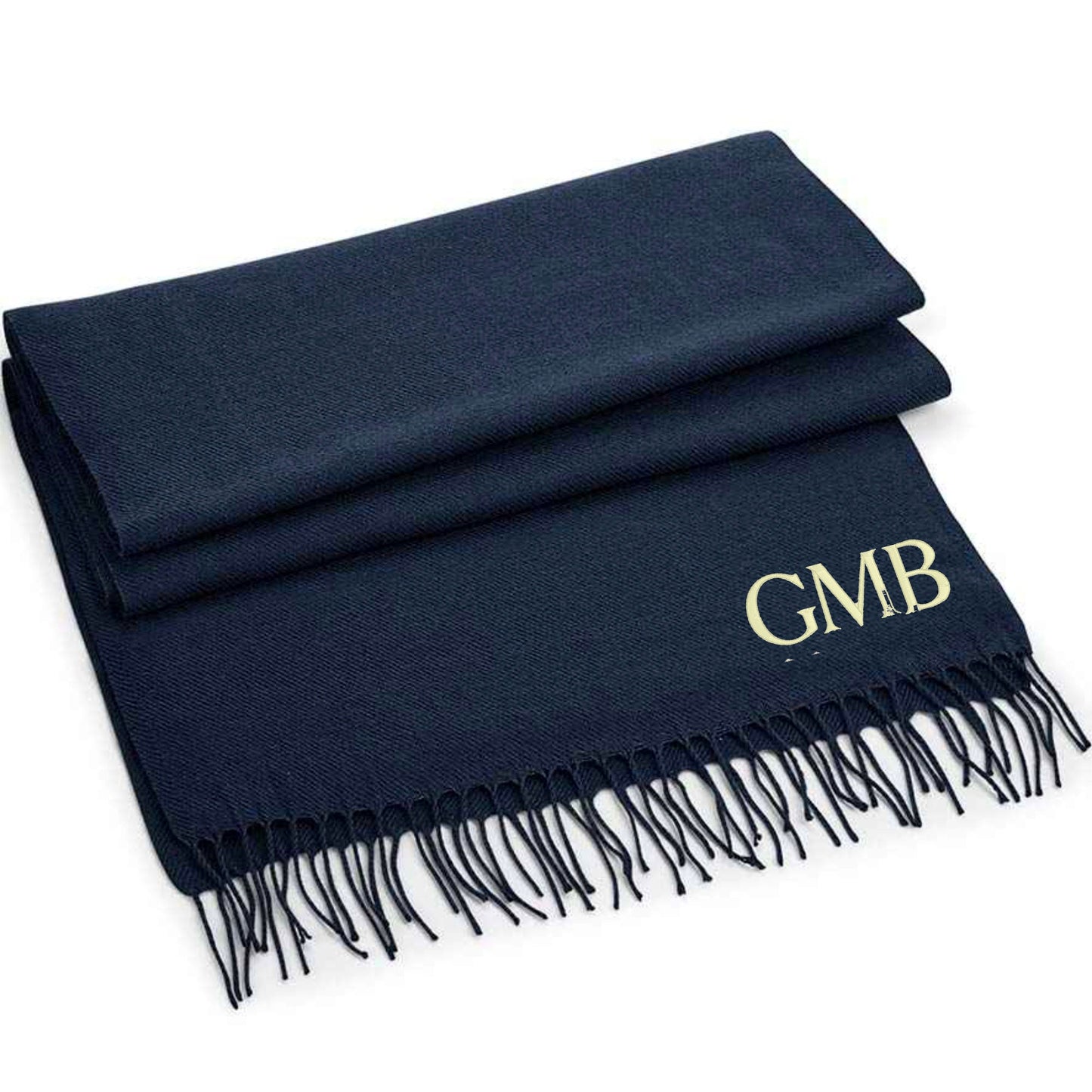 Personalised Scarf with Embroidered Initials. Classic Woven Scarf.