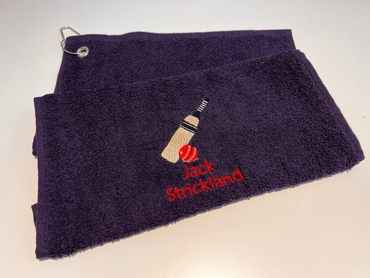 Personalised Embroidered Name Cricket Towel - Cricket Gift Personalised