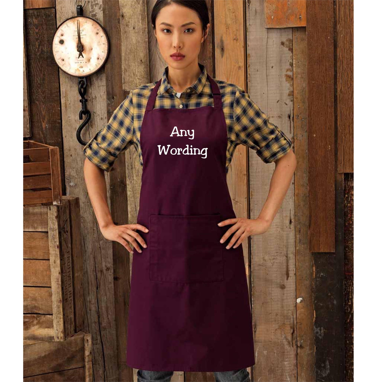 Personalised Embroidered Bib Apron with Pocket.