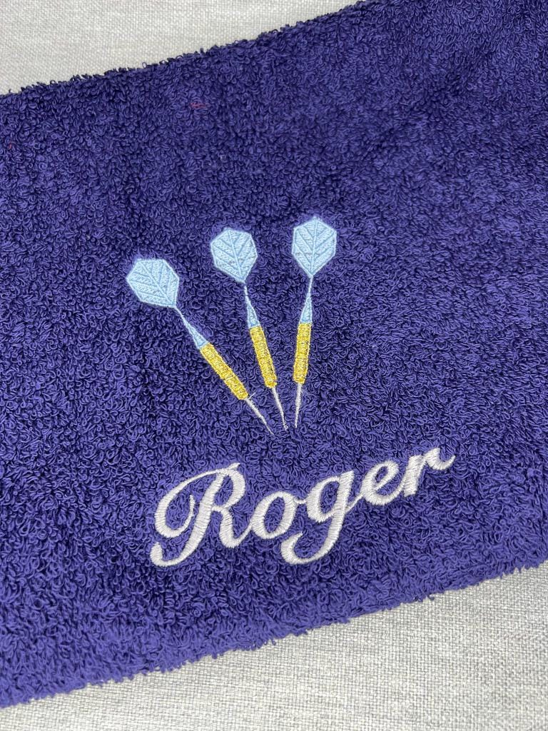 Personalised Embroidered Name Darts Towel - Darts Gift Personalised