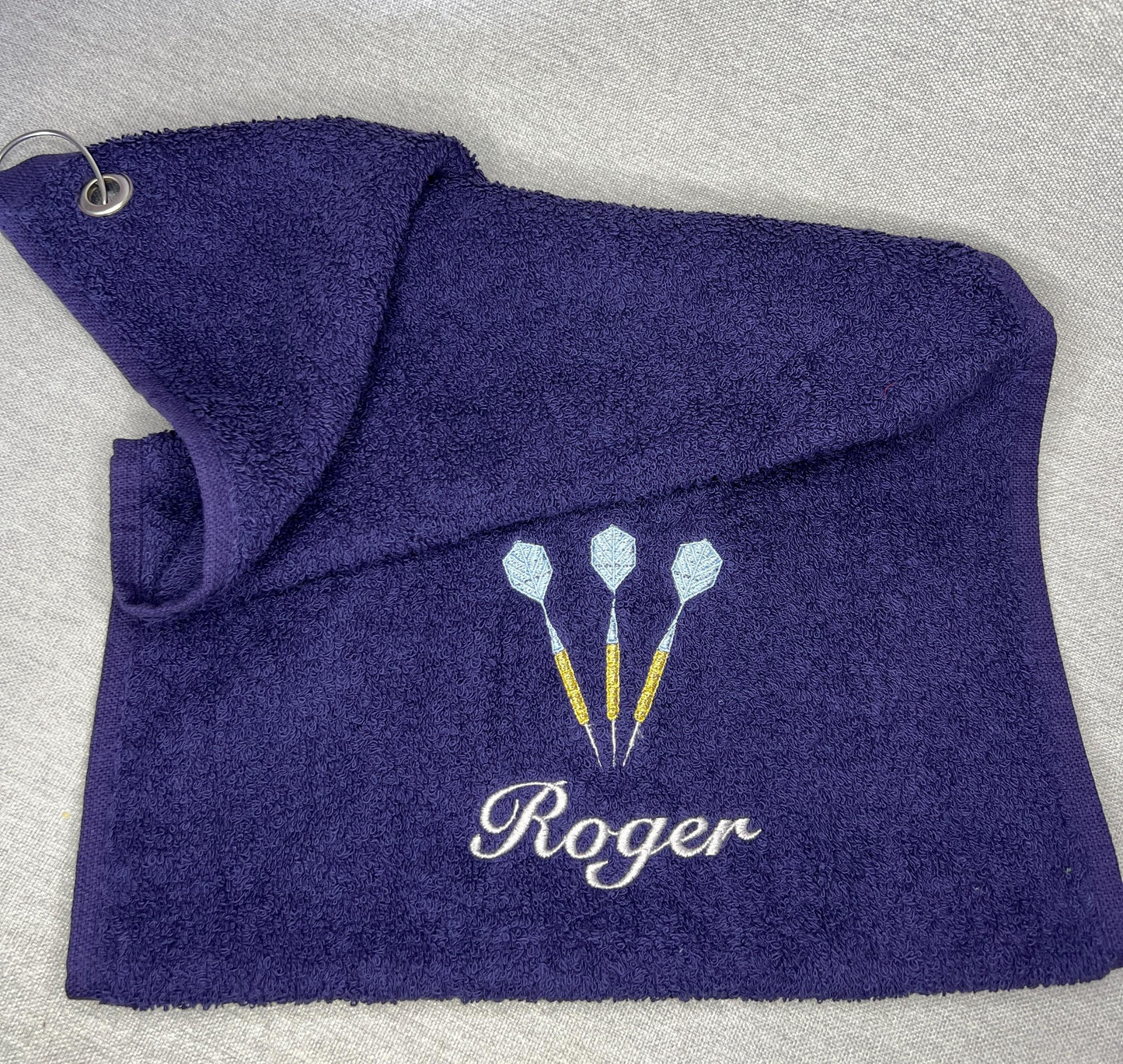 Personalised Embroidered Name Darts Towel - Darts Gift Personalised