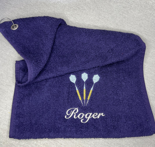 Personalised Embroidered Name Darts Towel - Darts Gift Personalised