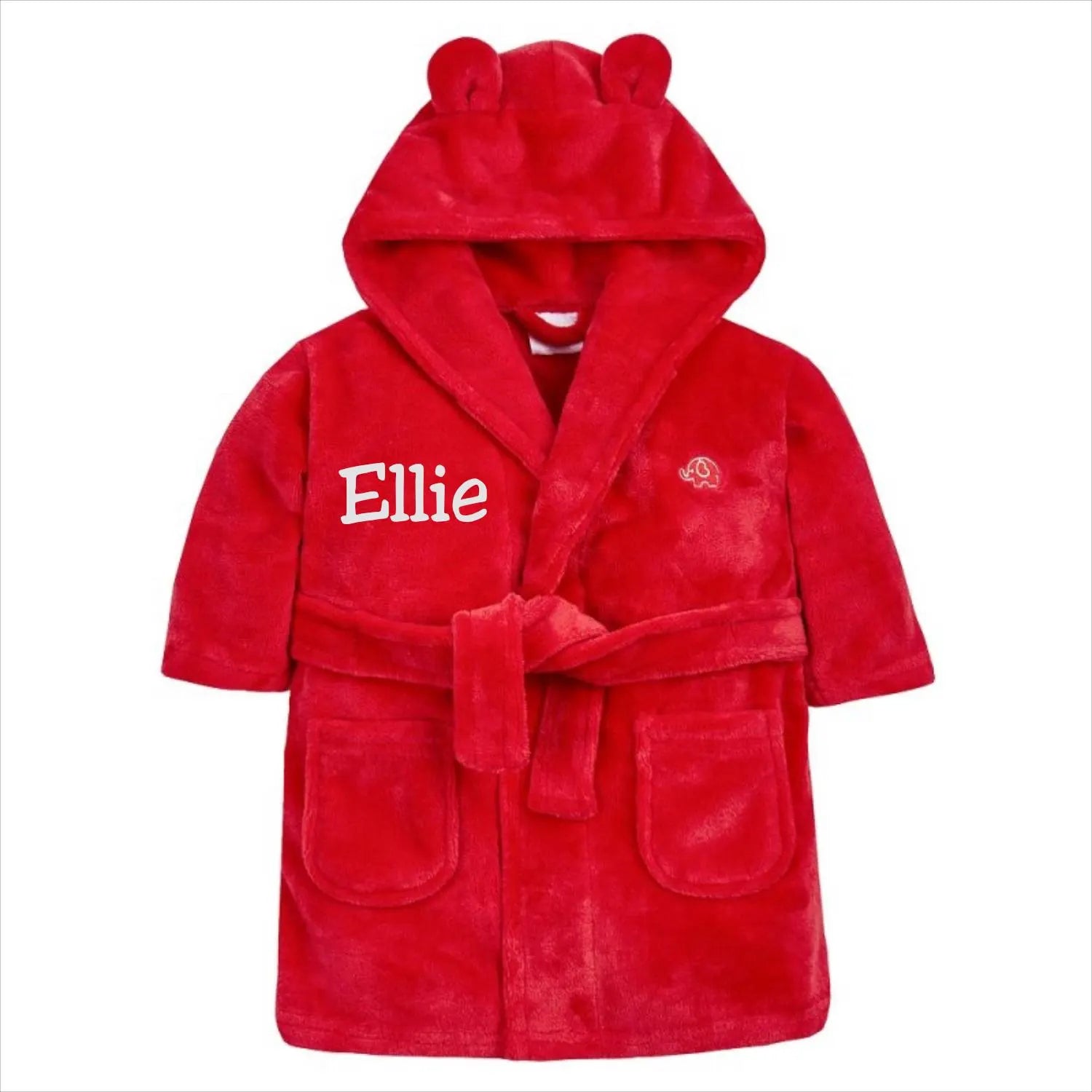 Childrens Red Hooded Dressing Gown
